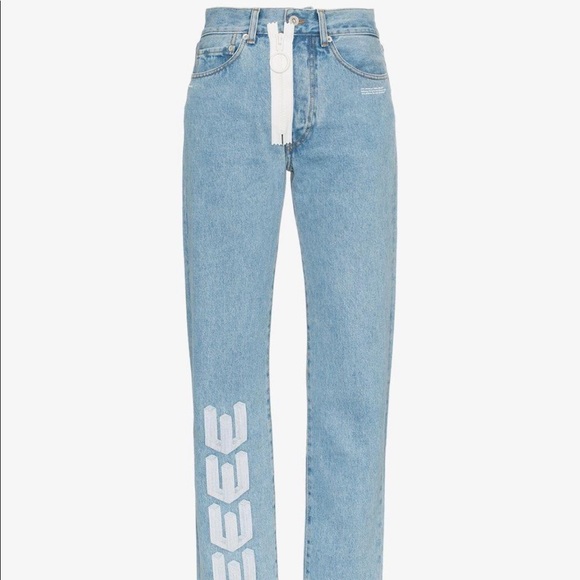Off-White Denim - off-white virgil abloh embroidered straight leg